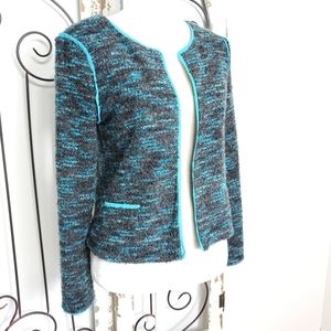 Willow & Clay Black and Teal Marled Open Cardigan